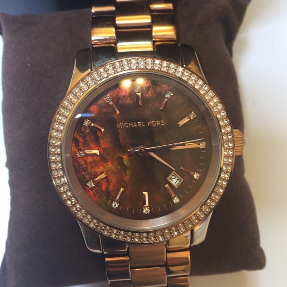 COPY - Michael Kors mother of pearl rose gold watch
